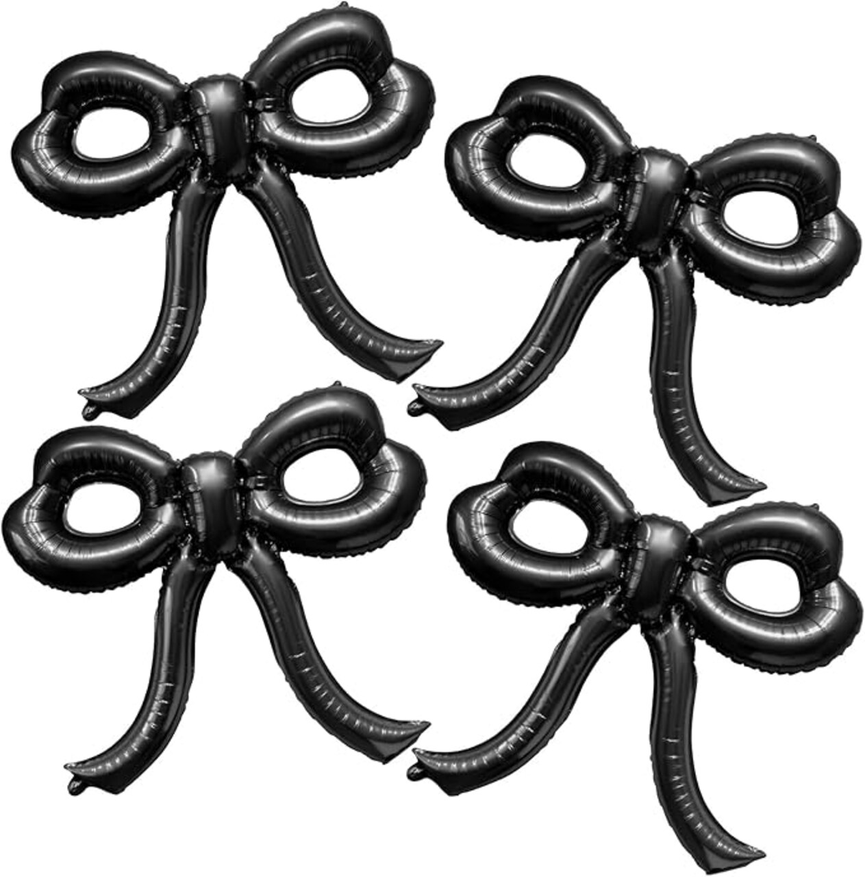 4 Pcs Black Bow Foil Balloons – Giant 30x28 in Birthday & Party Decorations for Girls, Women, Baby Showers, Bridal, Bachelorette, and Wedding Party Supplies (Black) 30 x 27.6 x 2.7 inches